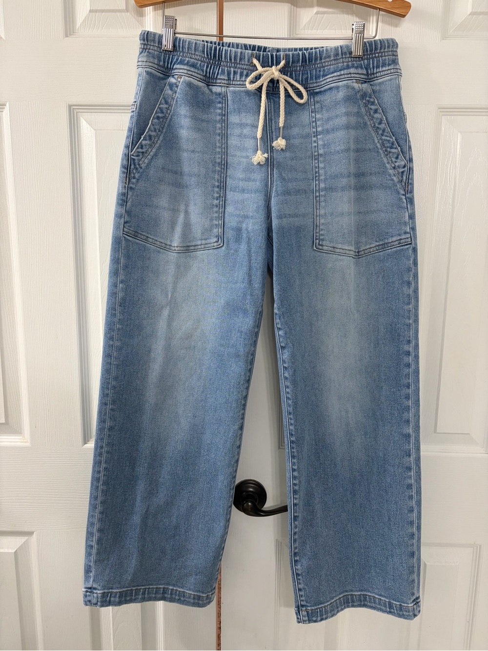 Risen Light Blue Drawstring Wide-Leg Jeans - Women